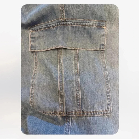 Royalty For Me RFM Cargo Medium Wash Elastic Waist Jeans  Size 24W - Picture 6 of 8